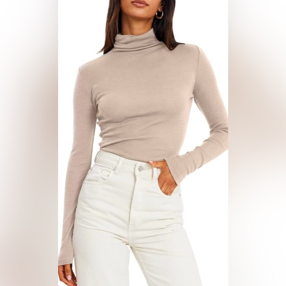 Polo by Ralph Lauren Beige/Taupe Long Sleeve Turtleneck Top